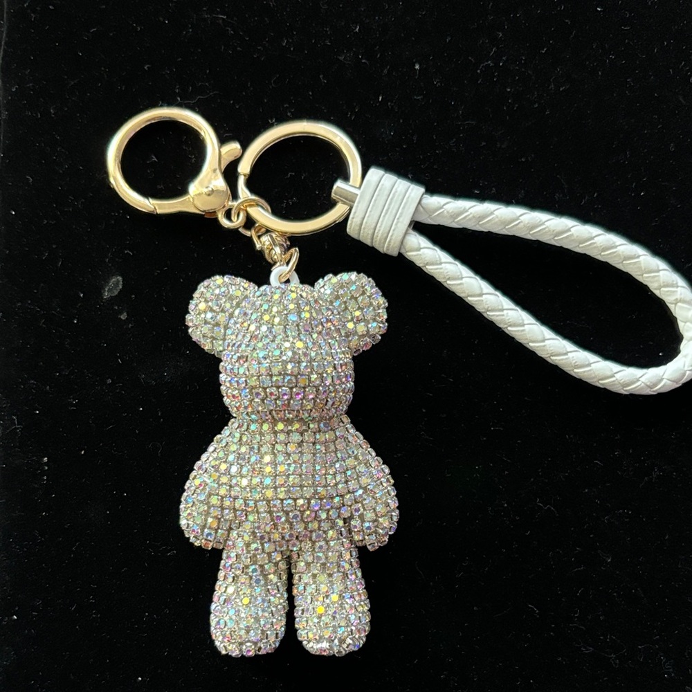 Sparkling Bear Keychain with Gold and Silver Accents - Picture 1 of 5